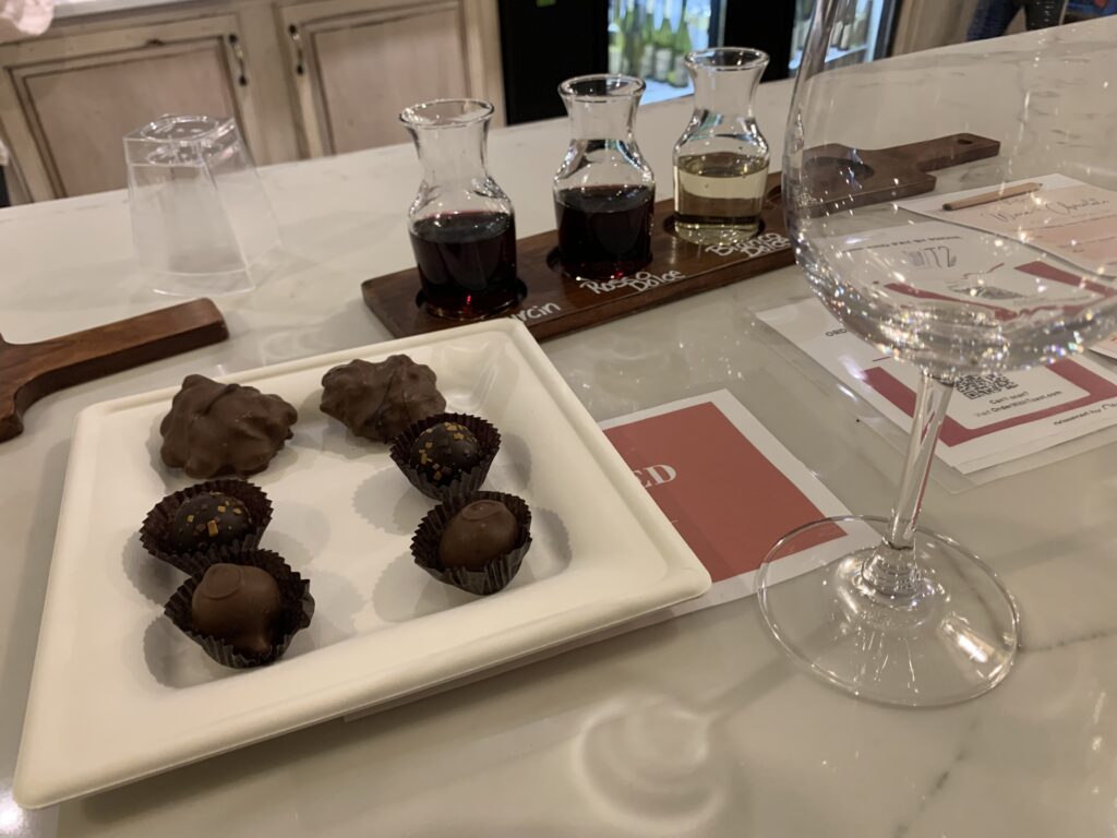 Wine and chocolate pairing at Vintner's Table in Phoenixville 